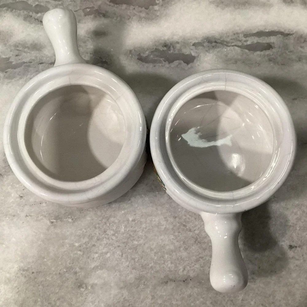 Home Concepts Provincial Soup Bowls, Set of 2, Vtg Lidded Individual Casseroles‎